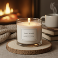 Soy wax candle in glass jar with wooden wick