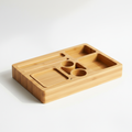 Bamboo desk organizer tray on a clean surface